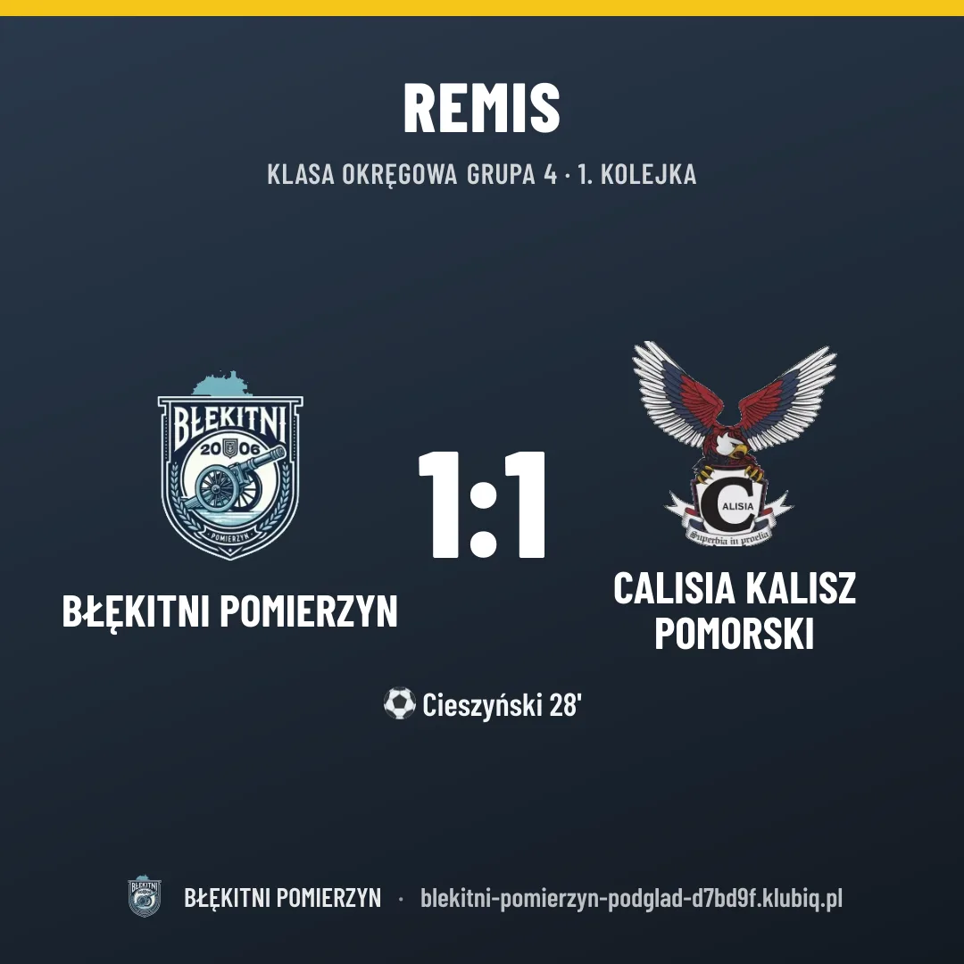 BŁĘKITNI Pomierzyn 1:1 CALISIA Kalisz Pomorski